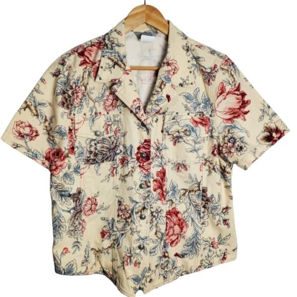 Vintage Stonebridge Blazer Womens Large Cottagecore 90s Floral Linen Preppy Boho - Picture 1 of 12